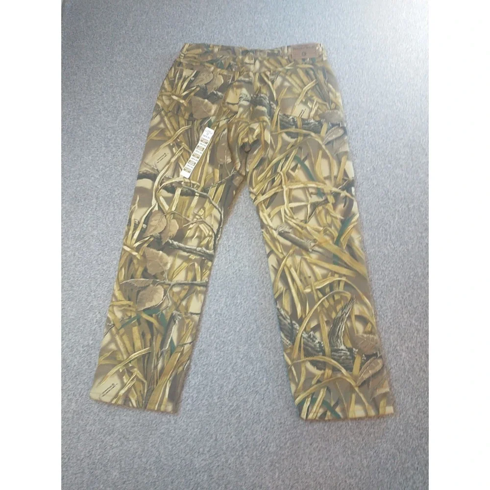 Advantage Wetlands Camo Mens Hunting Pants 34x29 Cotton Straight Leg Brown Tan